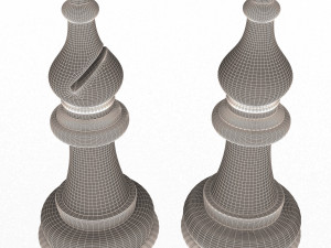 3d wooden chess bishop 3Dモデル