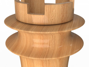 3d wooden chess rook Modello 3D