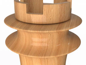 3d wooden chess rook 3D Model