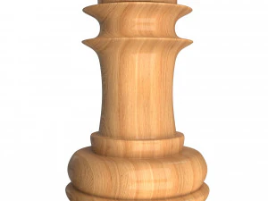 3d wooden chess rook 3D Model
