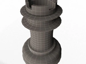 3d wooden chess rook 3D Model