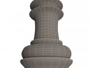3d wooden chess rook 3D Model