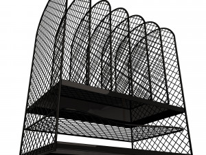 black mesh tray desktop organizer Model 3D