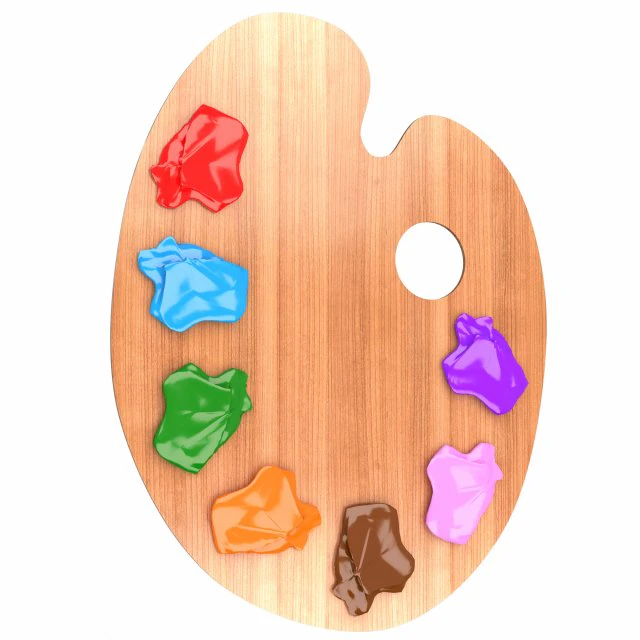 wooden paint palette 3D Model .c4d .max .obj .3ds .fbx .stl .blend 