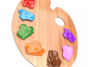 wooden paint palette Model 3D