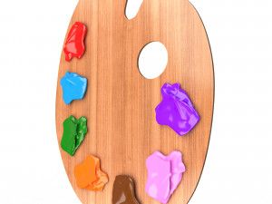 wooden paint palette Model 3D