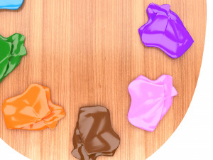 wooden paint palette Model 3D