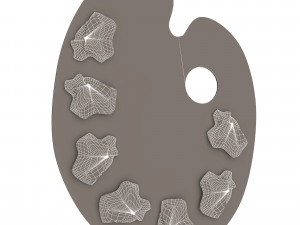 wooden paint palette Model 3D