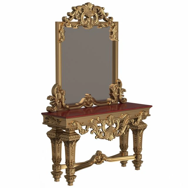 classic console table with mirror 01 3D Model .c4d .max .obj .3ds .fbx .stl .blend 