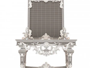 classic console table with mirror 01 3D Model