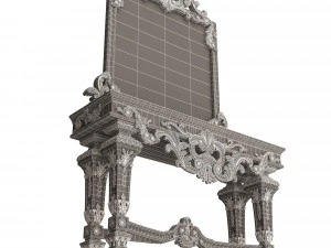 classic console table with mirror 01 3D Model