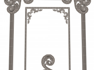carved decoration panel 02 Model 3D