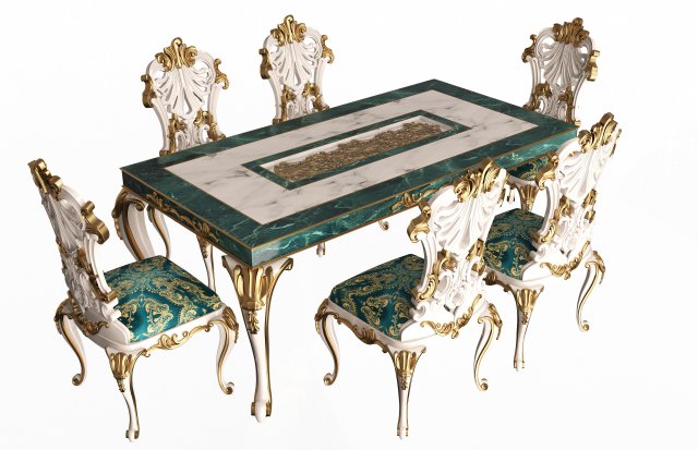 classic dinning table and chairs Modello 3D .c4d .max .obj .3ds .fbx .stl .blend 