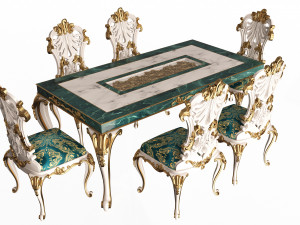 classic dinning table and chairs 3D-Modell