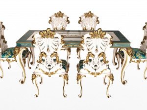 classic dinning table and chairs Modello 3D