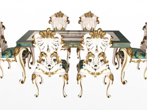 classic dinning table and chairs 3D Model