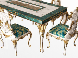 classic dinning table and chairs Modello 3D