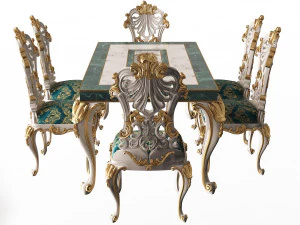 classic dinning table and chairs 3D Model