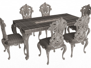 classic dinning table and chairs Modello 3D
