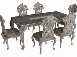 classic dinning table and chairs 3D Model