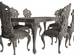 classic dinning table and chairs 3D Model