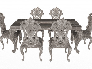 classic dinning table and chairs Modello 3D