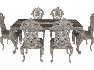 classic dinning table and chairs 3D Model
