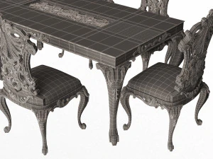 classic dinning table and chairs 3D Model