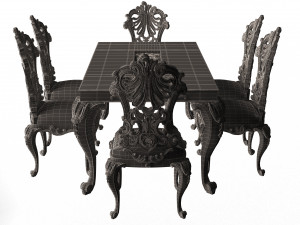classic dinning table and chairs Modello 3D