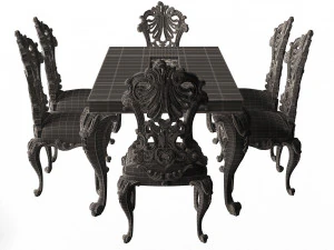 classic dinning table and chairs 3D Model