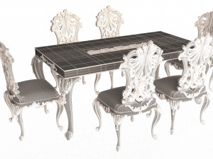 classic dinning table and chairs Modello 3D