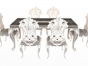 classic dinning table and chairs Modello 3D