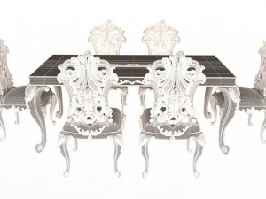 classic dinning table and chairs 3D Model