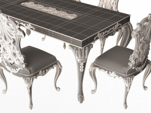 classic dinning table and chairs Modello 3D