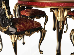 classic round dinning table and chairs 3D Model