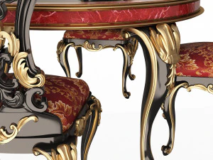 classic round dinning table and chairs 3D Model