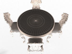 classic round dinning table and chairs 3D 模型