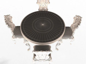 classic round dinning table and chairs 3D Model
