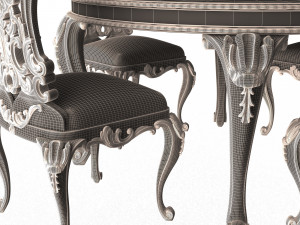 classic round dinning table and chairs 3D 模型
