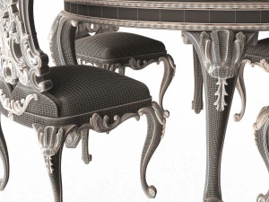 classic round dinning table and chairs 3D Model