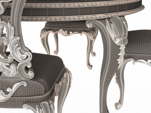 classic round dinning table and chairs 3D 模型