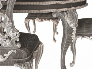 classic round dinning table and chairs 3D Model