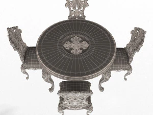 classic round dinning table and chairs 3D Model