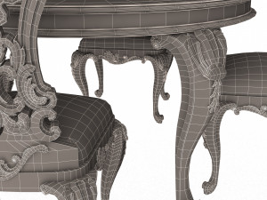 classic round dinning table and chairs 3D 模型