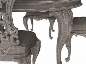 classic round dinning table and chairs 3D Model