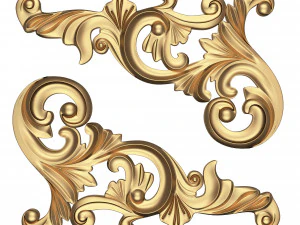 Угловой резной гипсовый декор 05 3D Модель