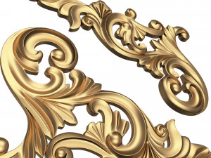 corner carved plaster molding decoration 05 3D Model