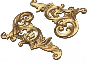 corner carved plaster molding decoration 05 3D Model
