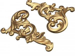 corner carved plaster molding decoration 05 3D Model