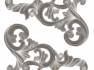 corner carved plaster molding decoration 05 3D Model